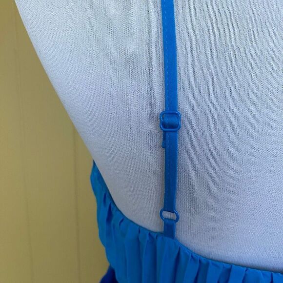 Express women 10 cut out spaghetti strap pleated maxi dress blue - Picture 7 of 11